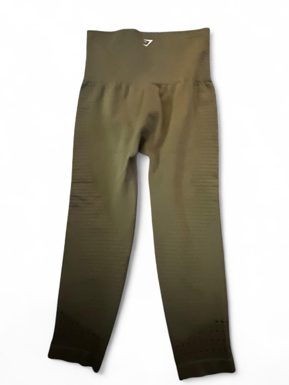 Gymshark Olive Cropped Seamless Leggings with Textured Panels - Picture 4 of 6